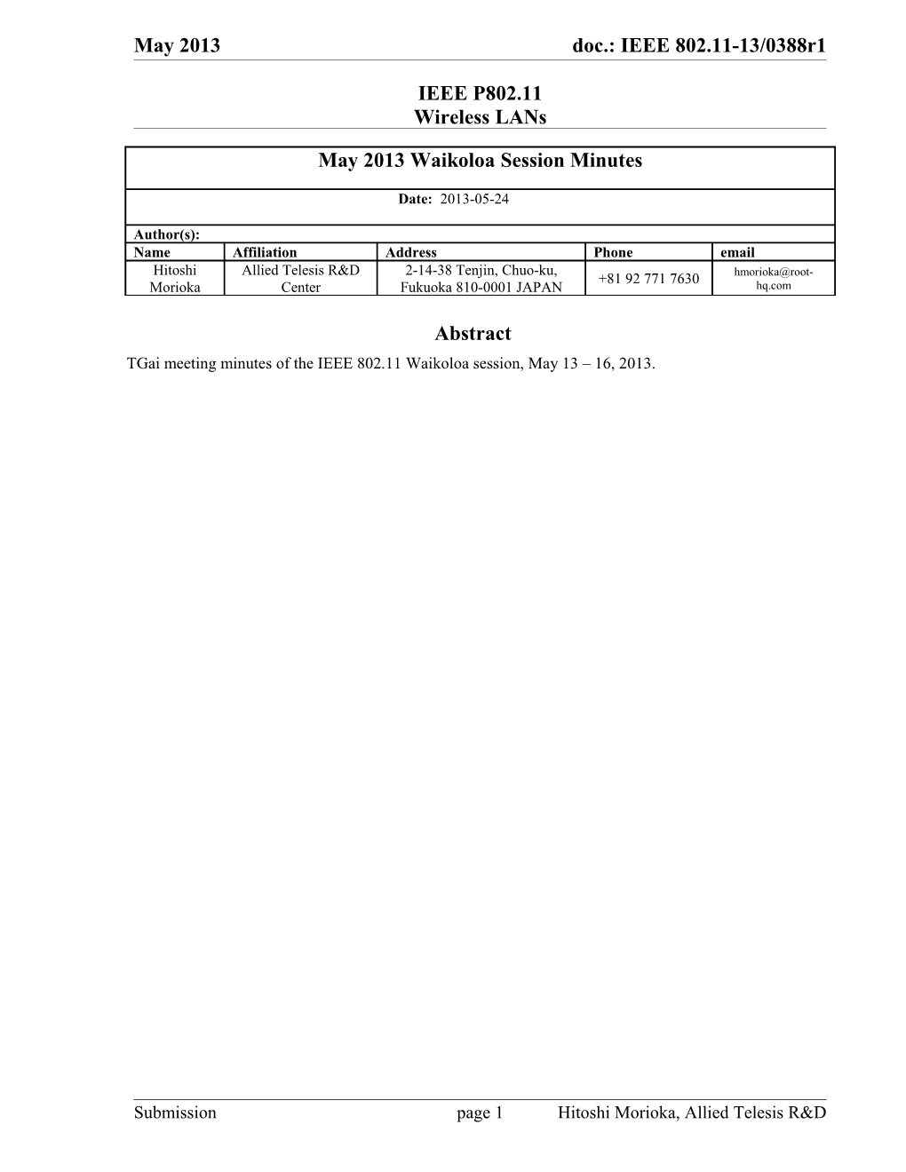 Tgai May 2013 Waikoloa Meeting Minutes
