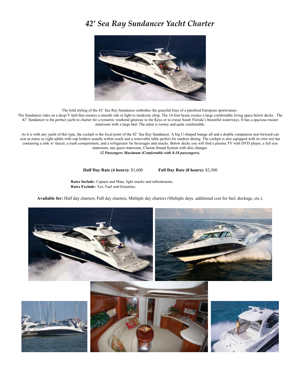 42 Sea Ray Sundancer Yacht Charter
