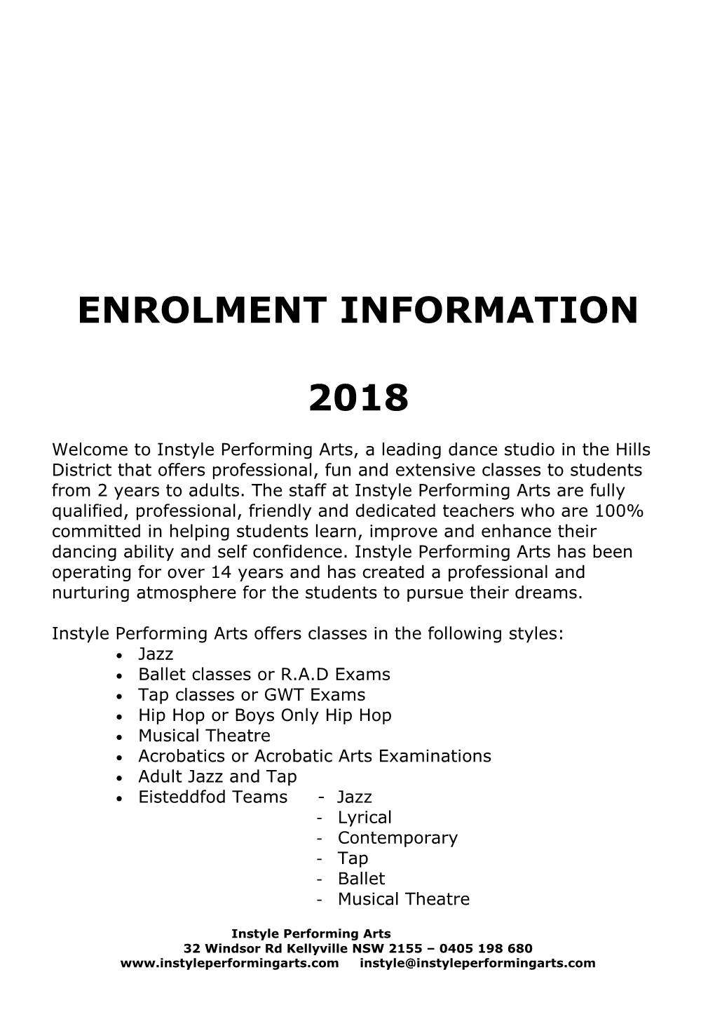 Enrolment Information