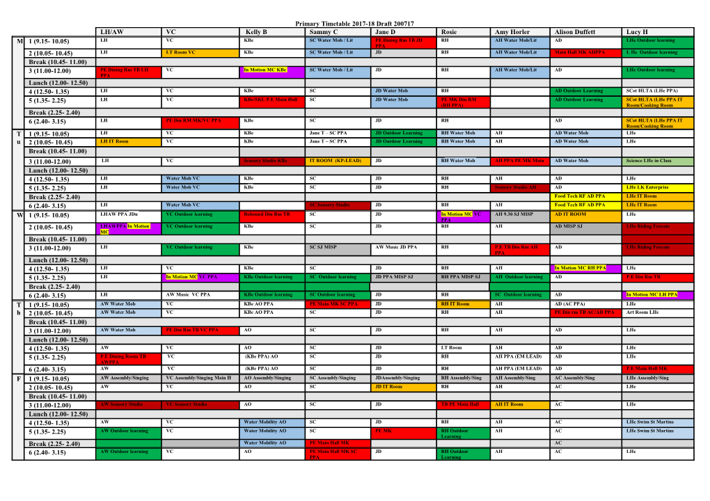 Primary Timetable2017-18 Draft 200717