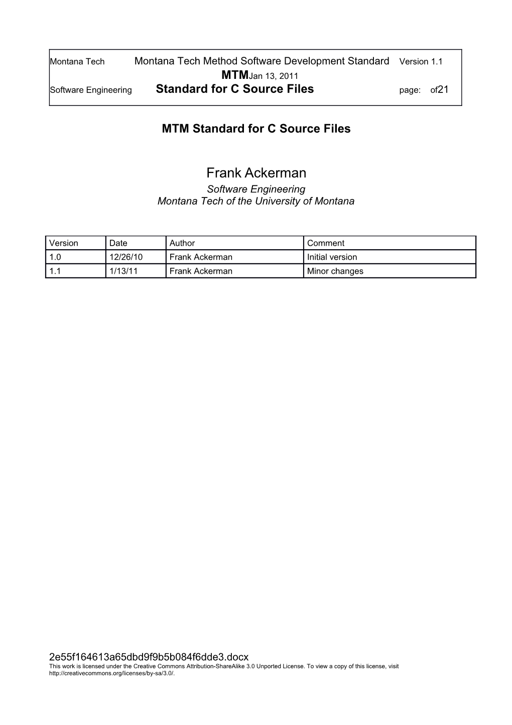 MTM Standard for C Source Files