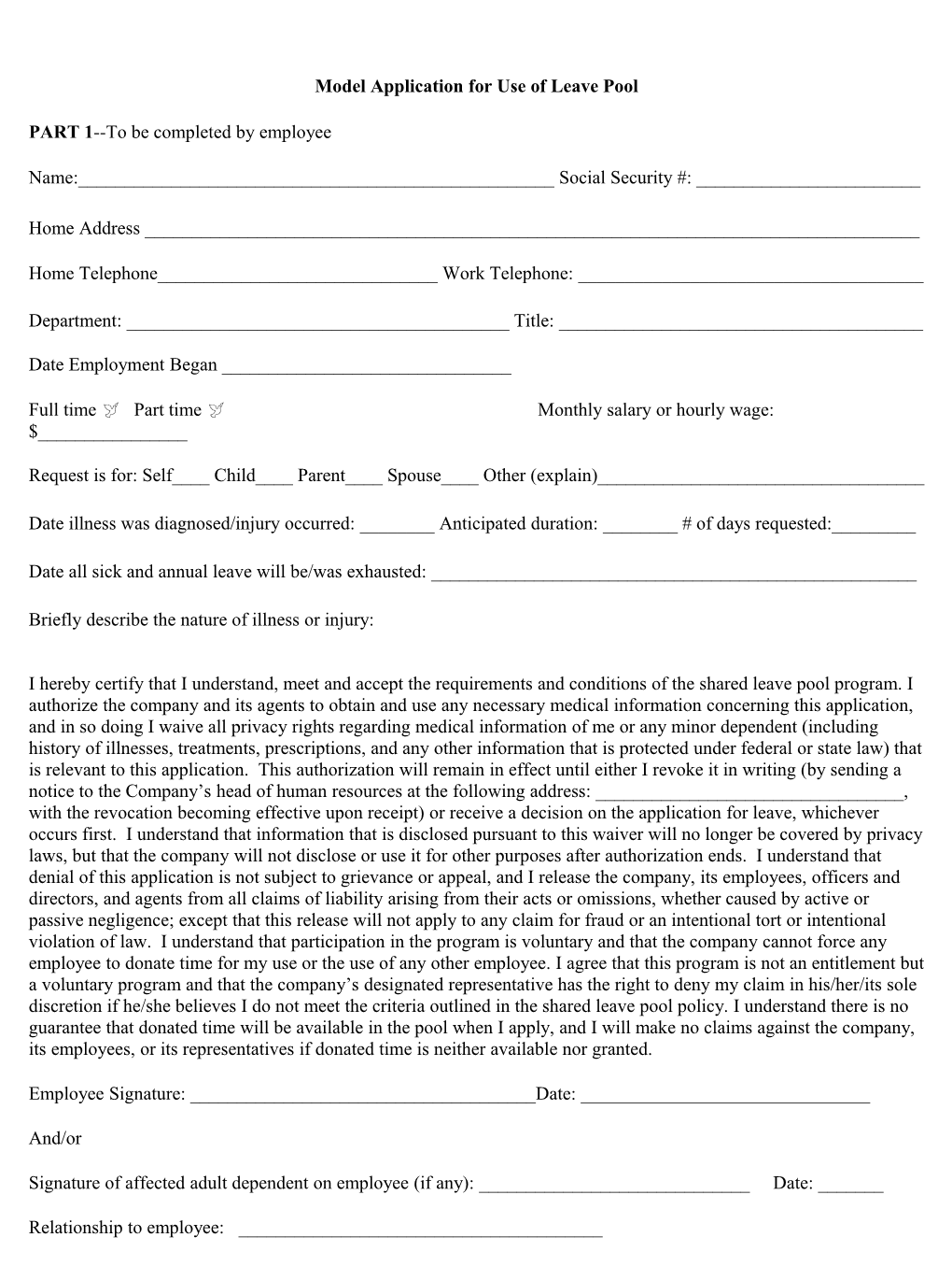 Sample Application Form