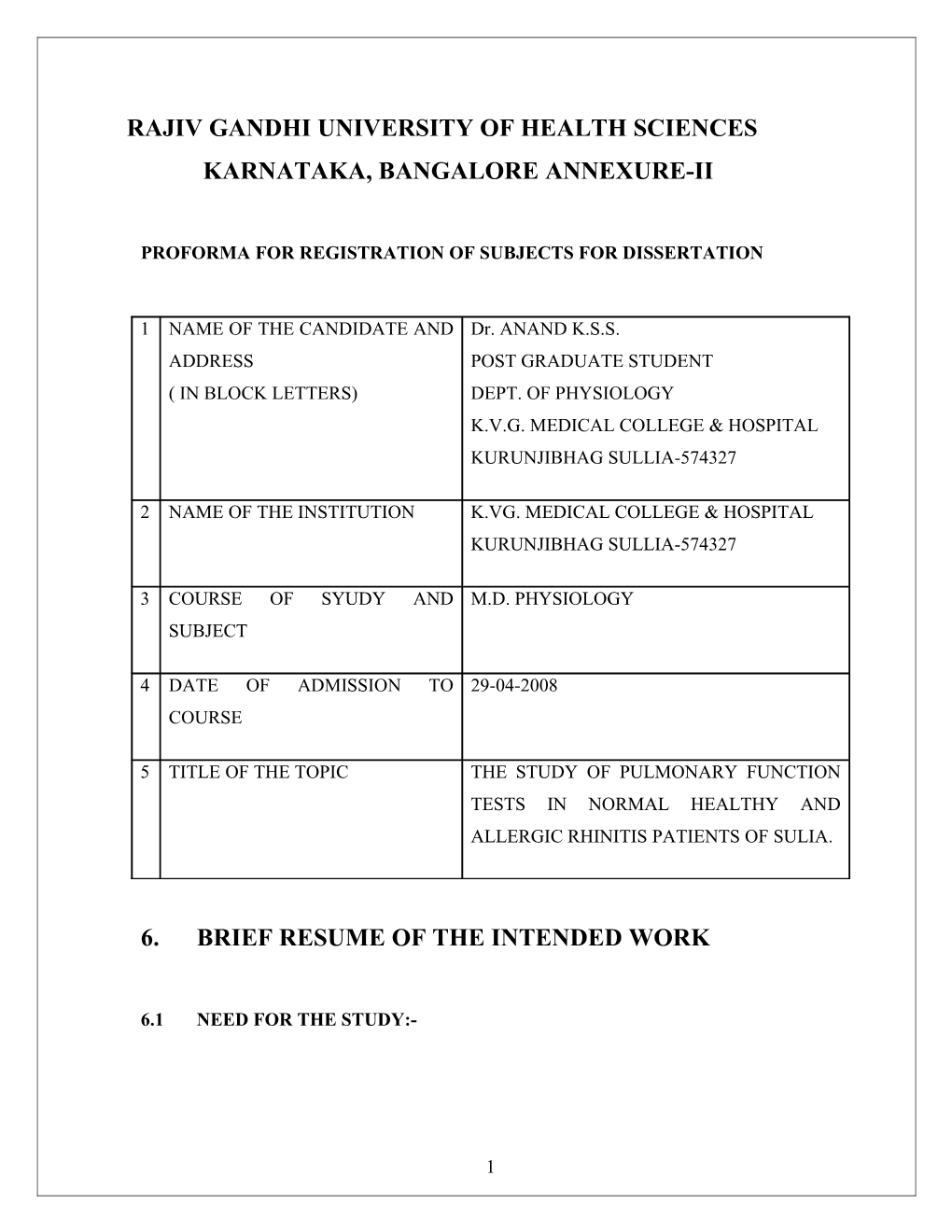 MD Synopsis: Rajiv Gandhi University