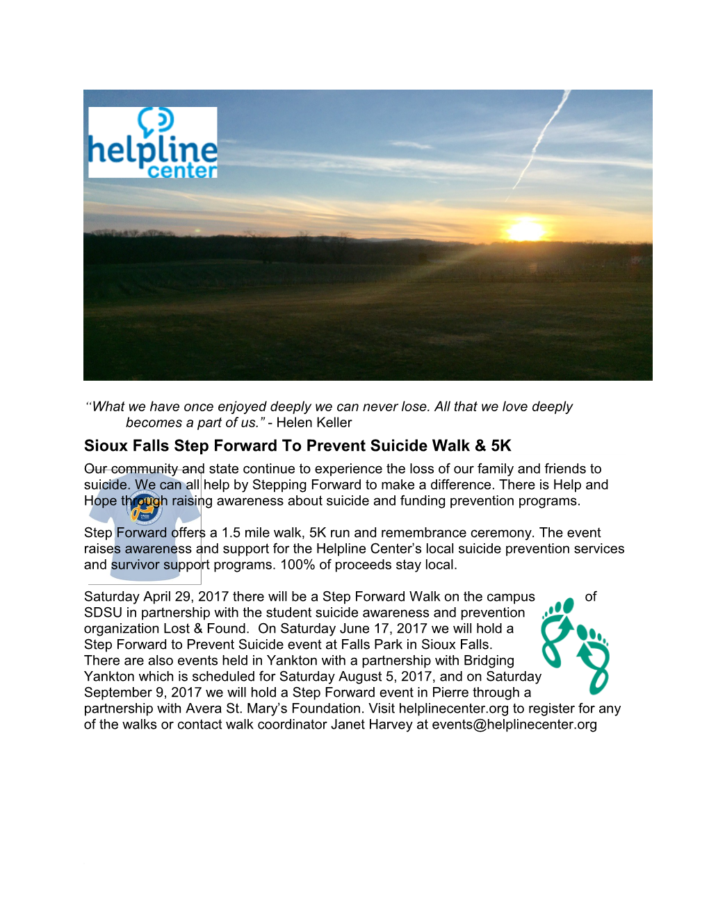 Sioux Falls Step Forward to Prevent Suicide Walk & 5K