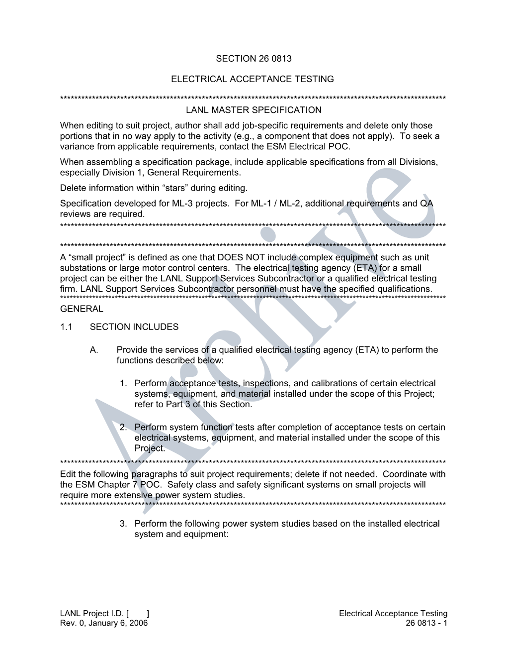 Electrical Acceptance Testing