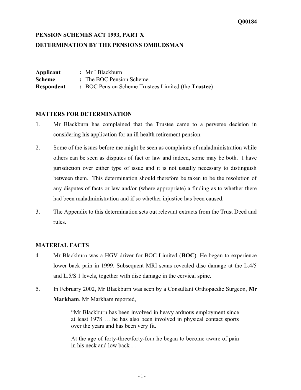 Pension Schemes Act 1993, Part X s29