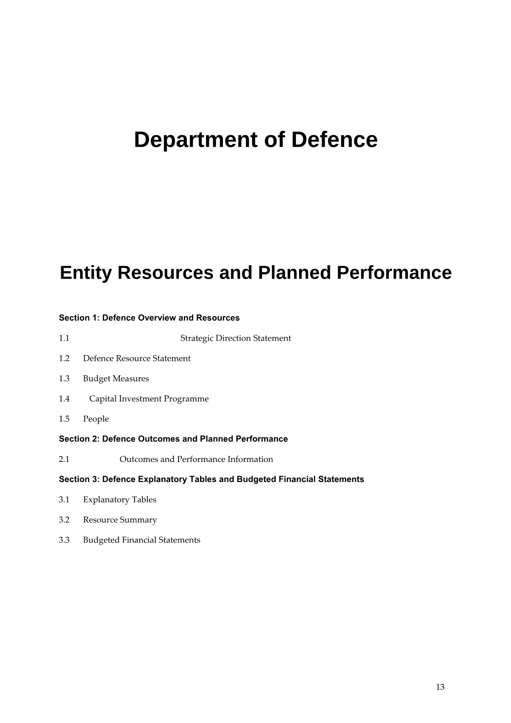 Entity Resources and Planned Performance