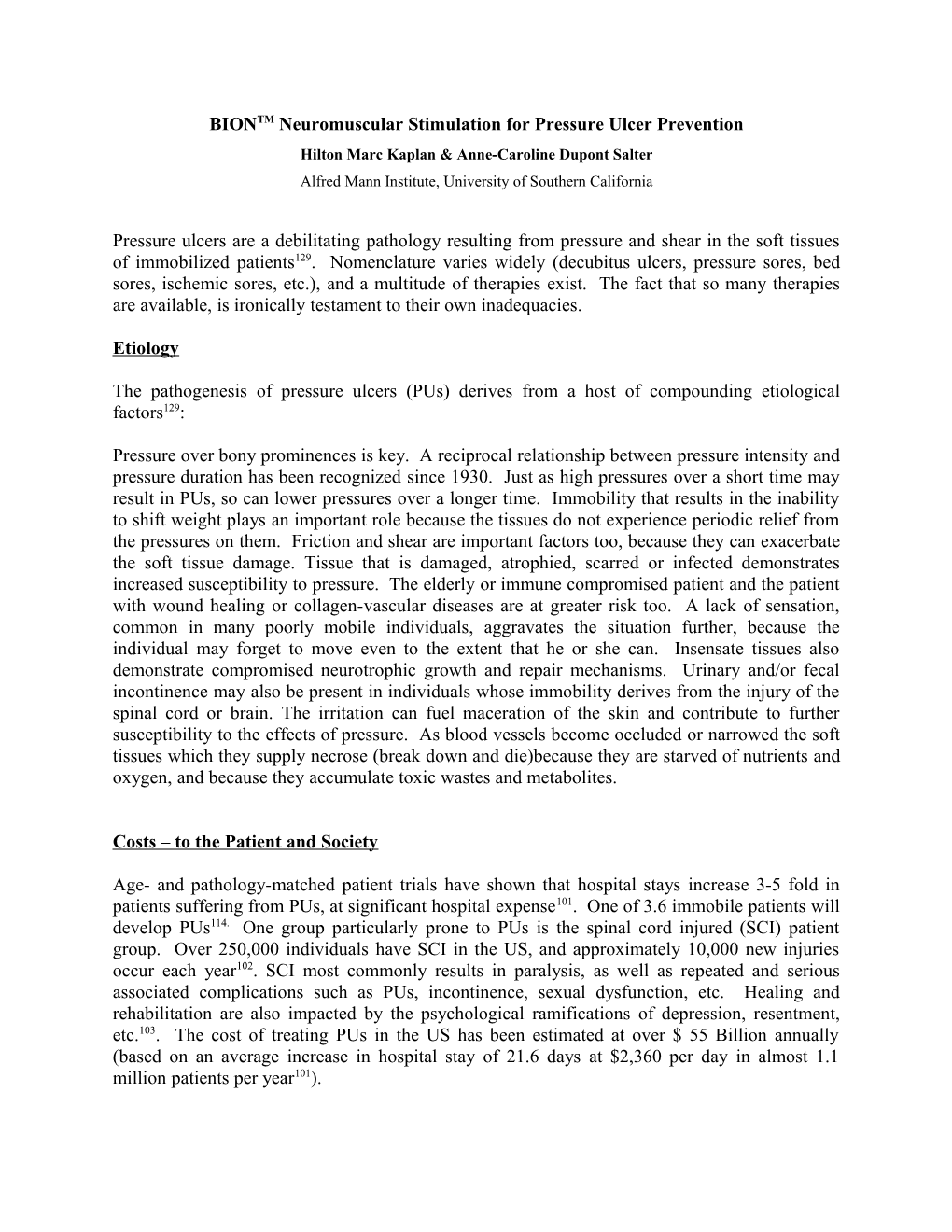 Protocol for Pressure Wound BION Therapy