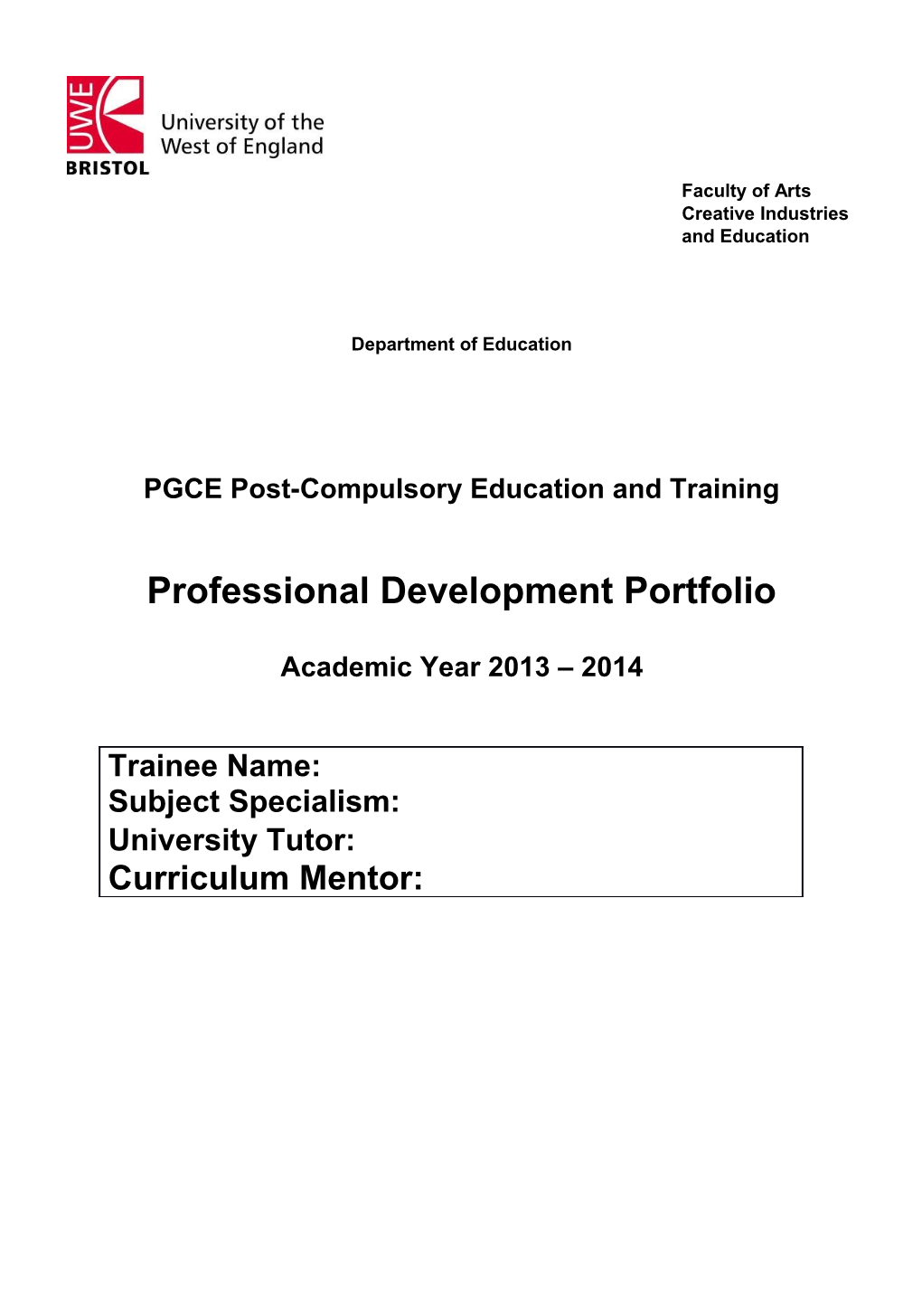 PGCE Post-Compulsory Education and Training