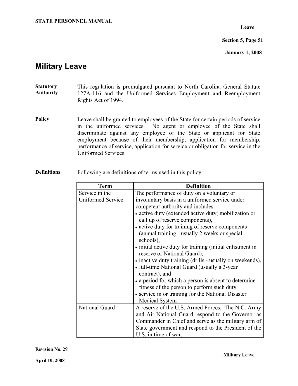 STATE PERSONNEL MANUAL Leave s1