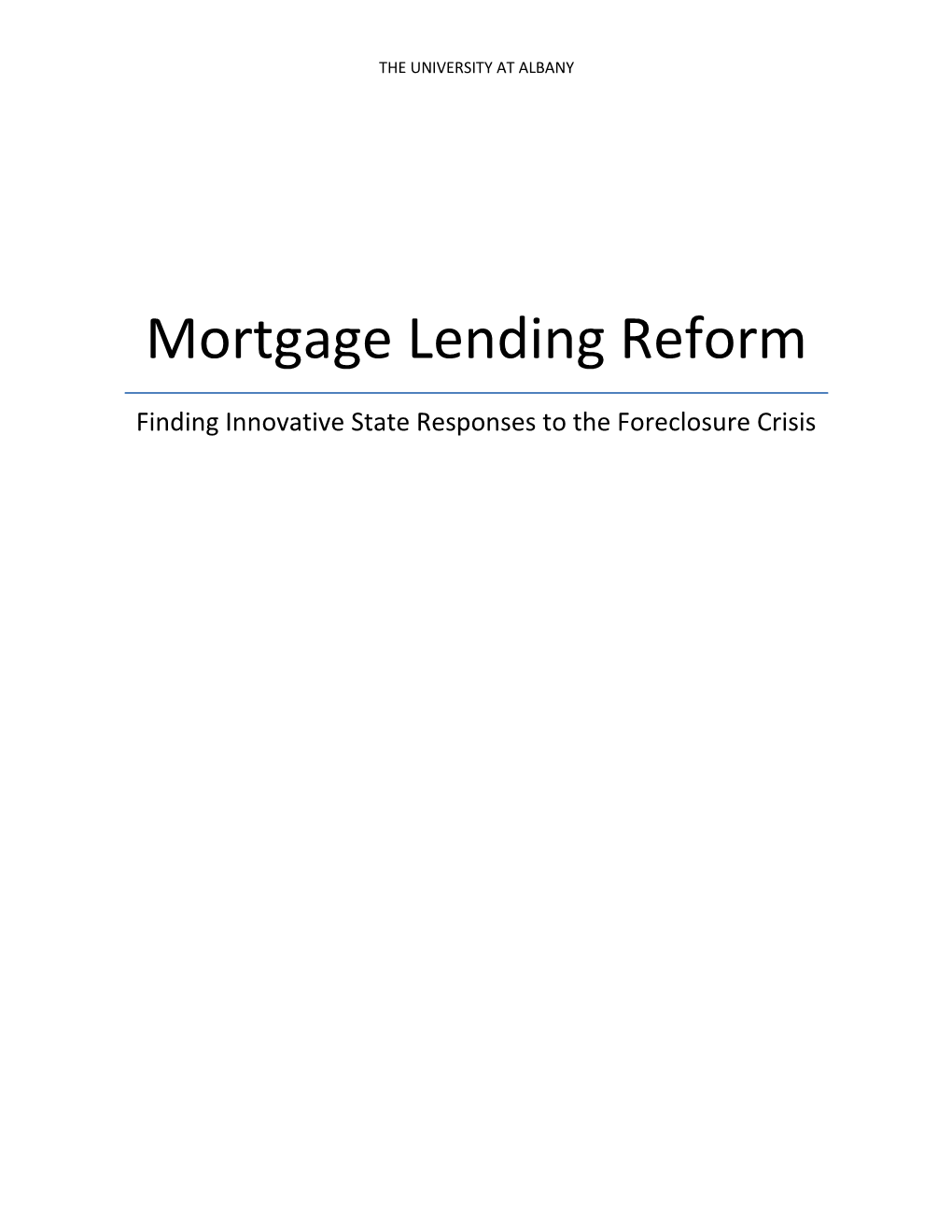 Mortgage Lending Reform