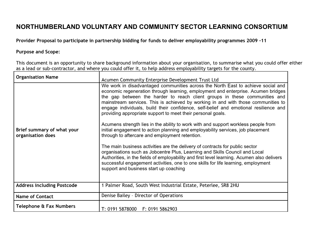 Provider Information Template Co Financing Tees Valley Measure 3