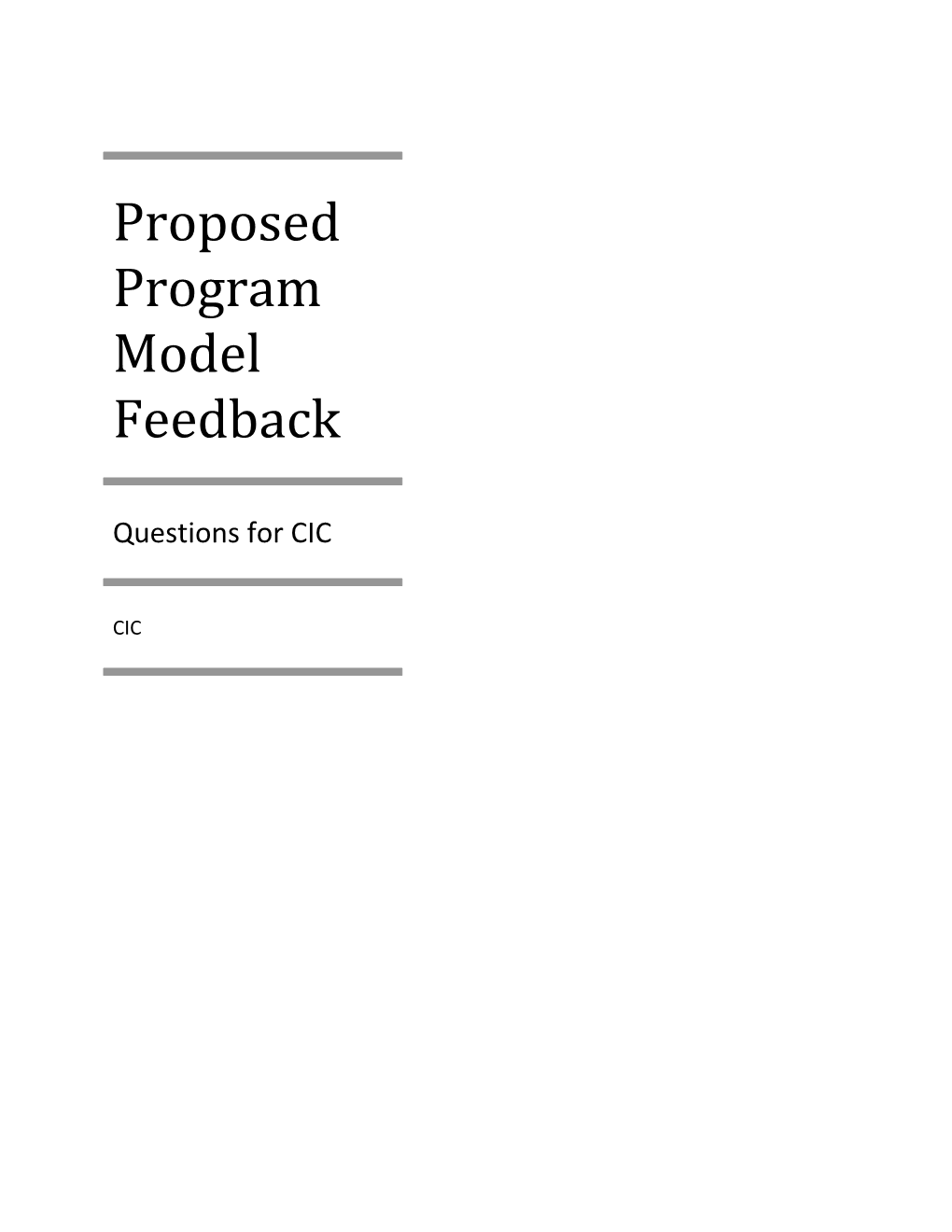 Proposed Program Model Feedback