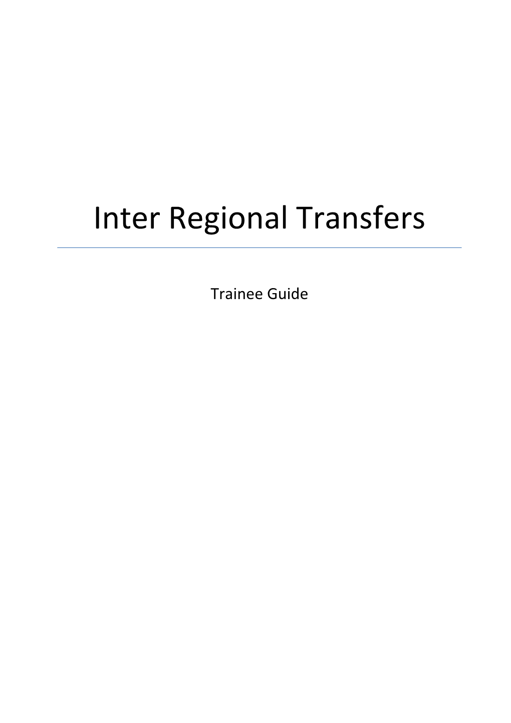 Inter Regional Transfers