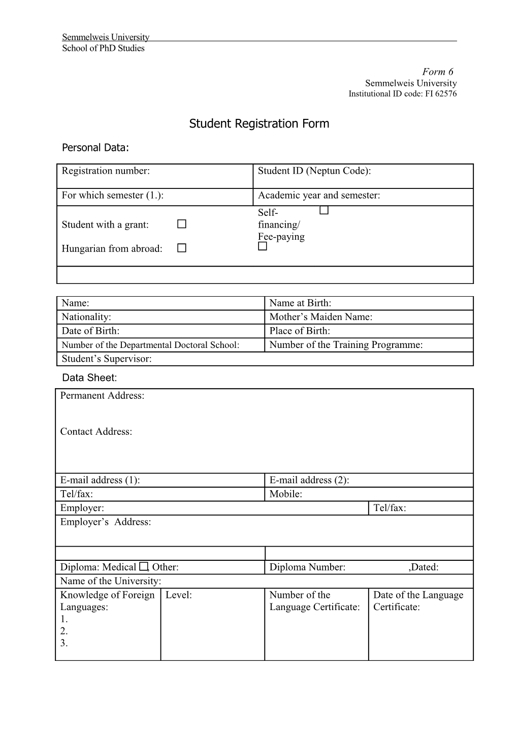 Semmelweis University School of Phd Studies