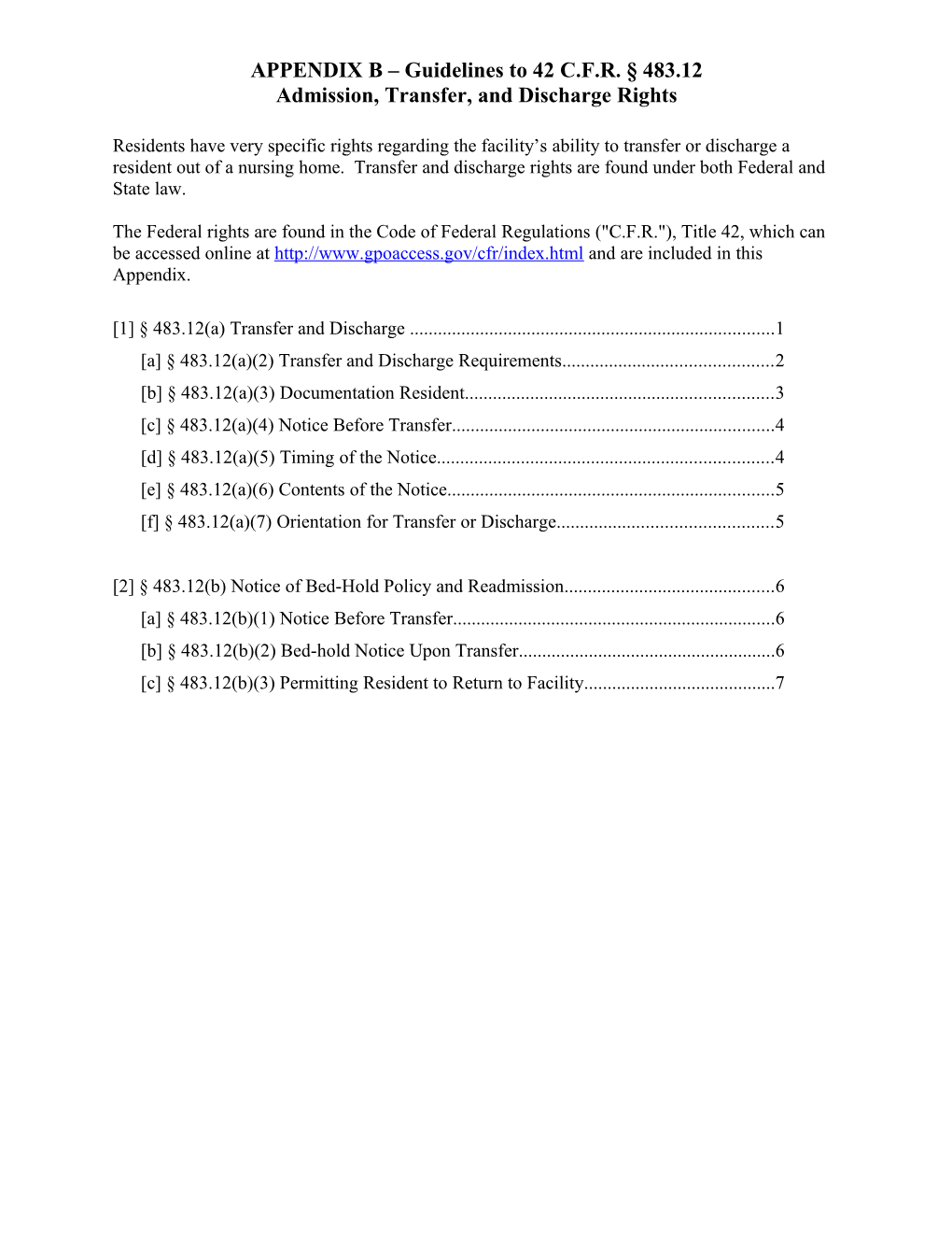 A 483.12(A)(2) Transfer and Discharge Requirements 2