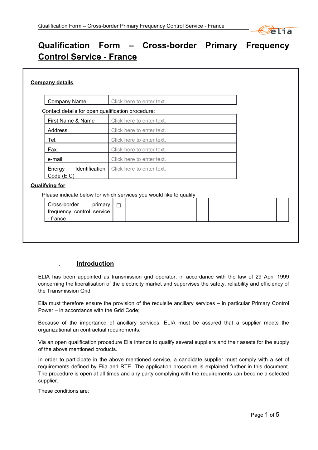 Open Qualification Form