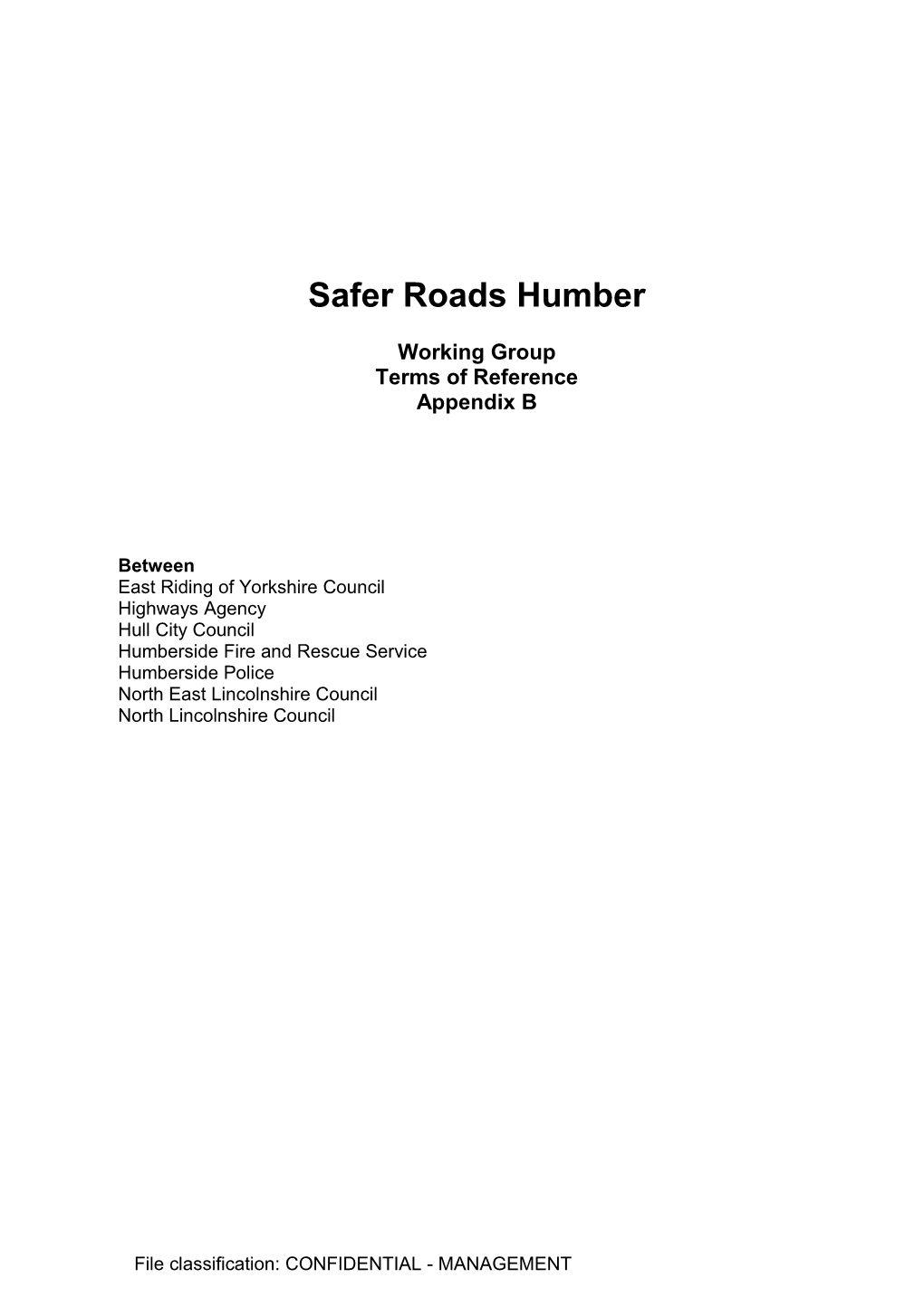 Safer Roads-Humber Working Group