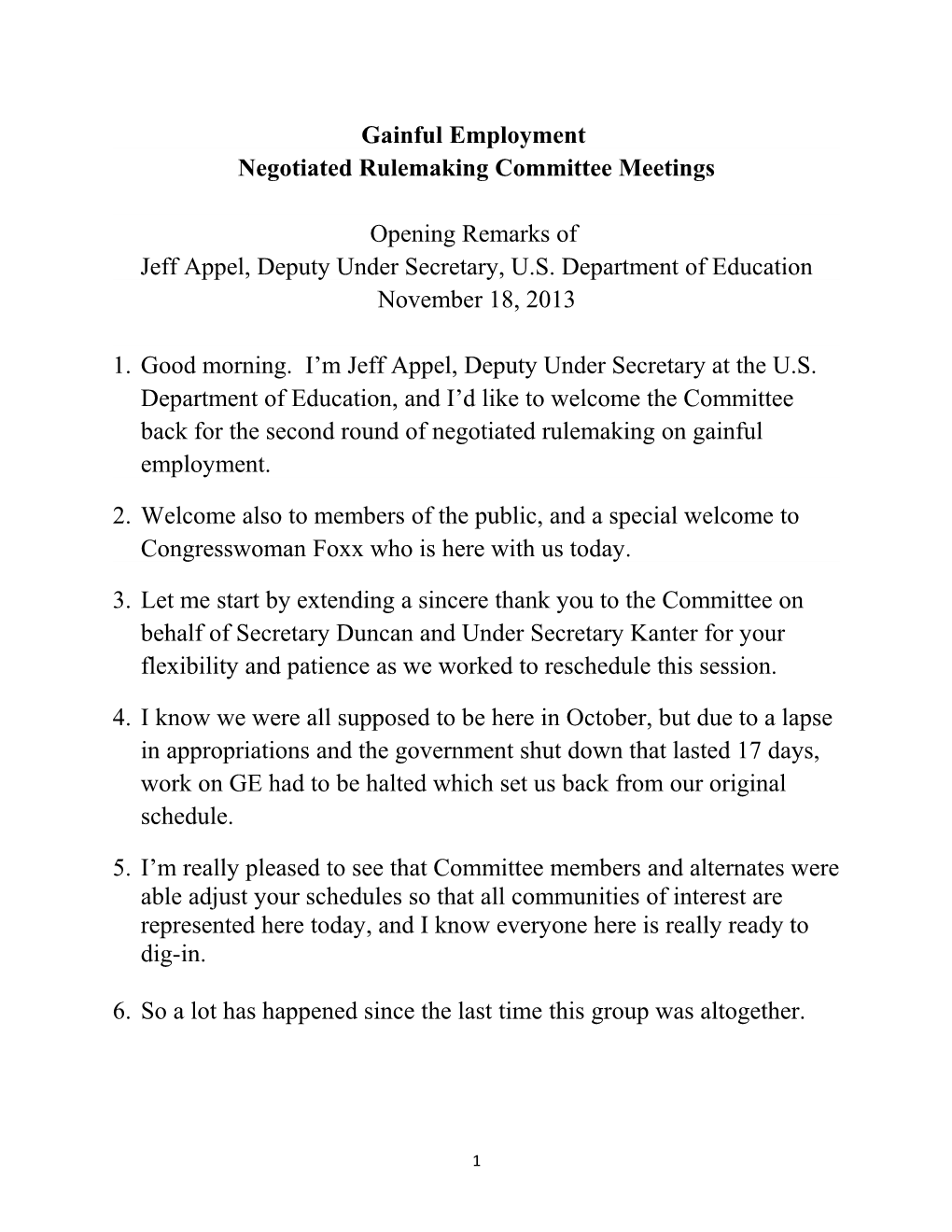 Negotiated Rulemaking Committee Meetings