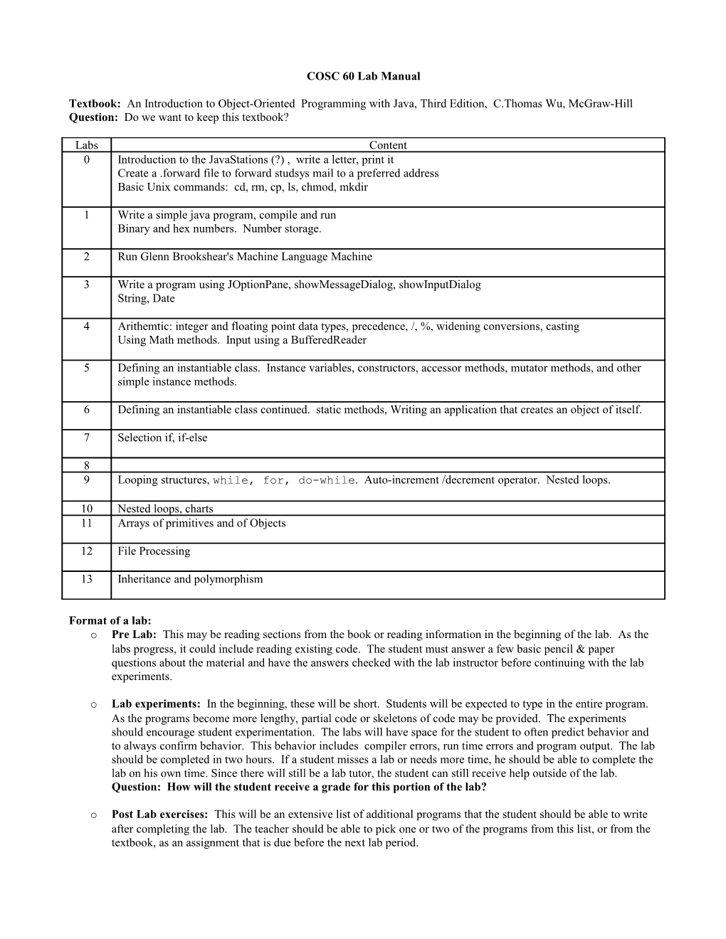 COSC 60 Lab Manual