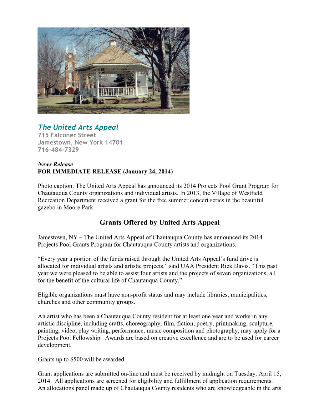 Subject: Jamestown Audubon Society News Release