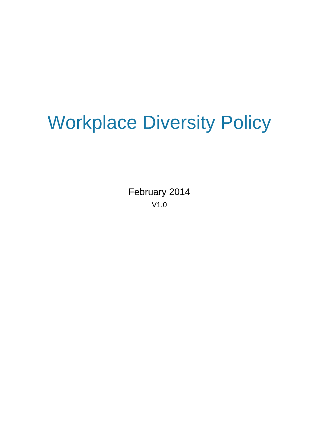 Australian Commission on Safety and Quality in Health Care - Workplace Diversity Policy