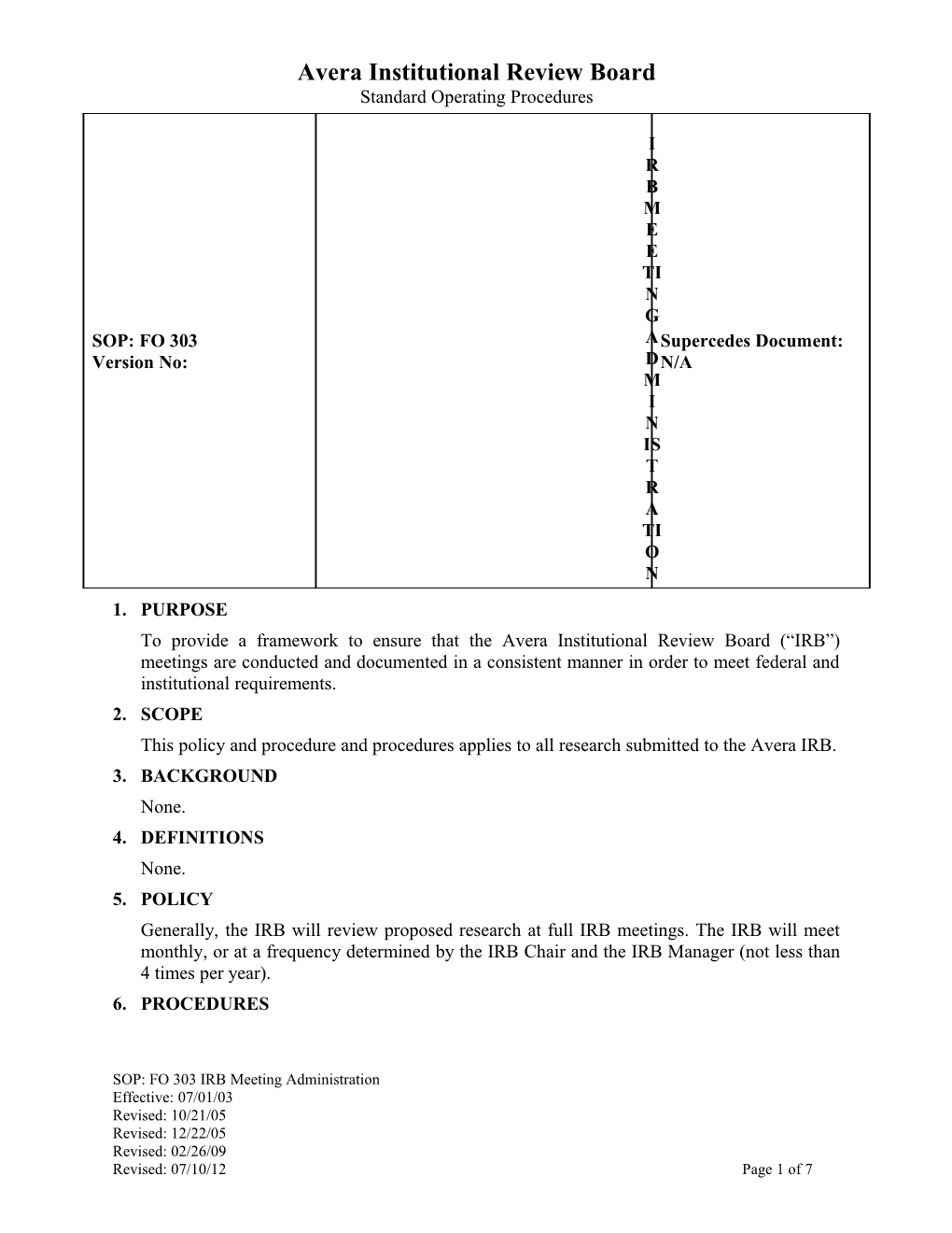 Policies and Standard Operating Procedures s1