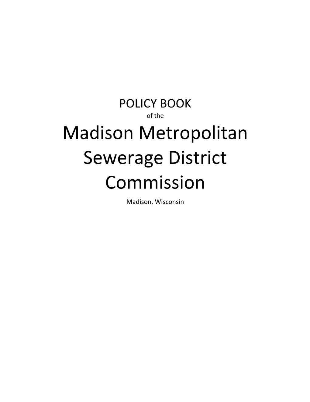 Madison Metropolitan Sewerage District Commission