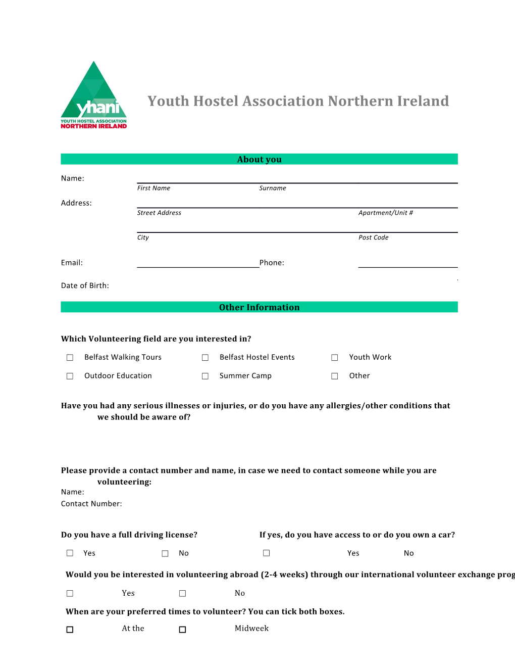 Youth Hostel Association Northern Ireland