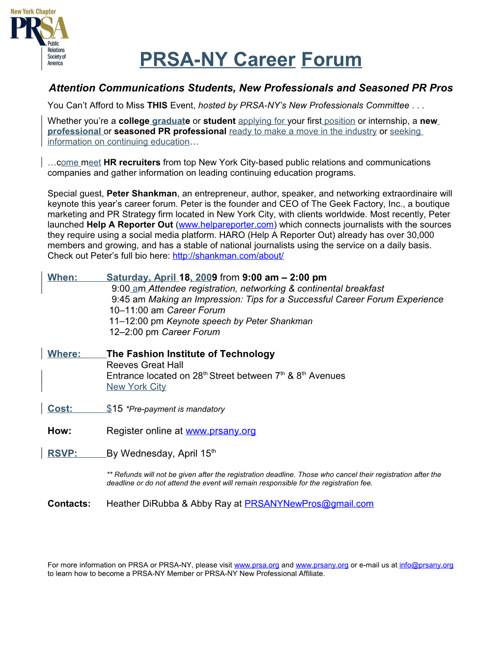 PRSA-NY New Professionals Networking Committee Presents