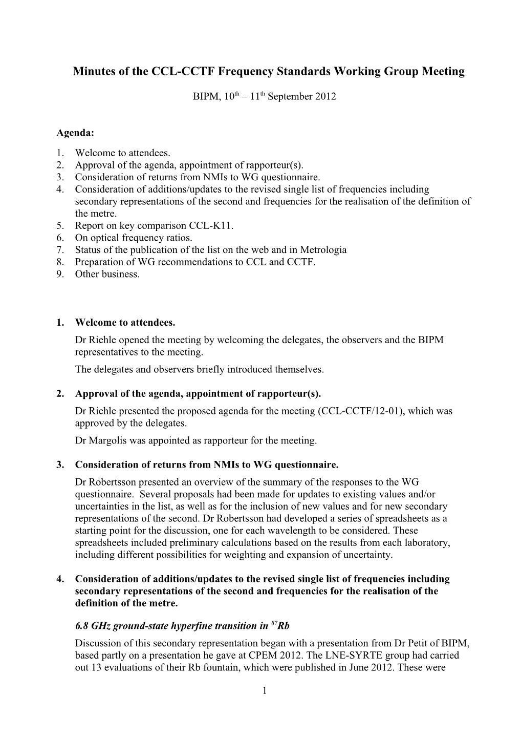 Frequency Standards Joint Working Group Meeting