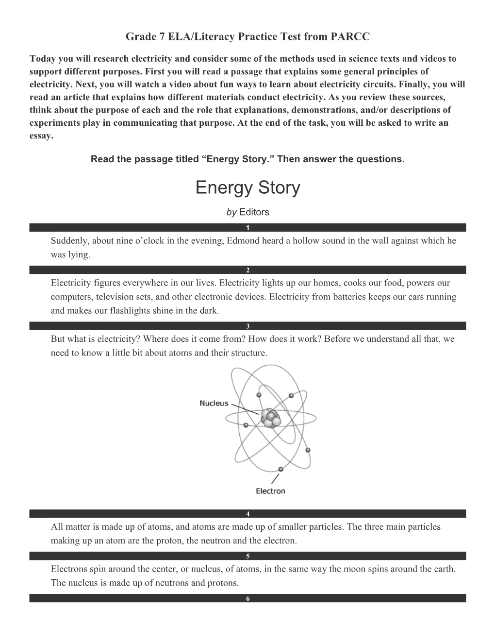 Grade 7 ELA/Literacy Practice Test from PARCC