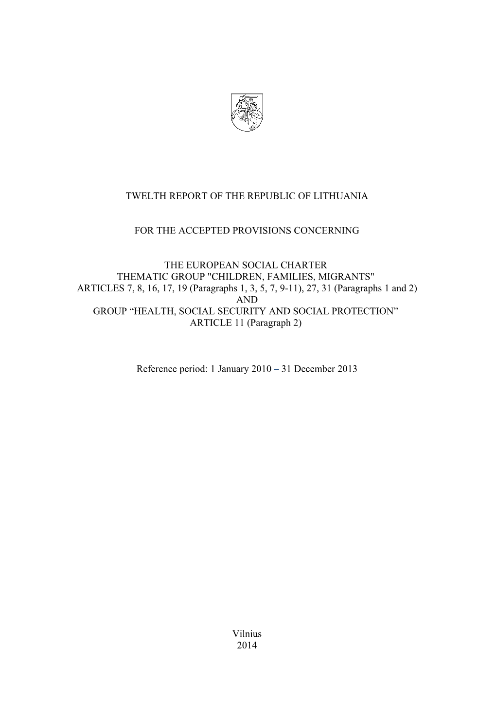 Twelth Report of the Republic of Lithuania