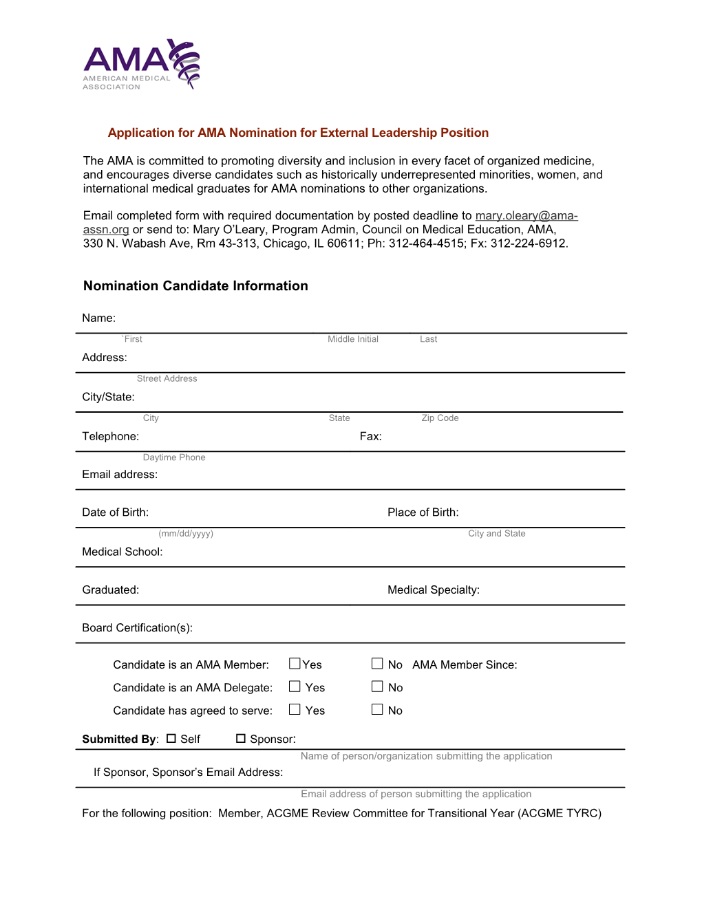 Council/Committee Nomination Form