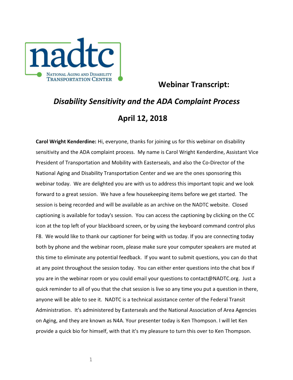 Disability Sensitivity and the ADA Complaint Process