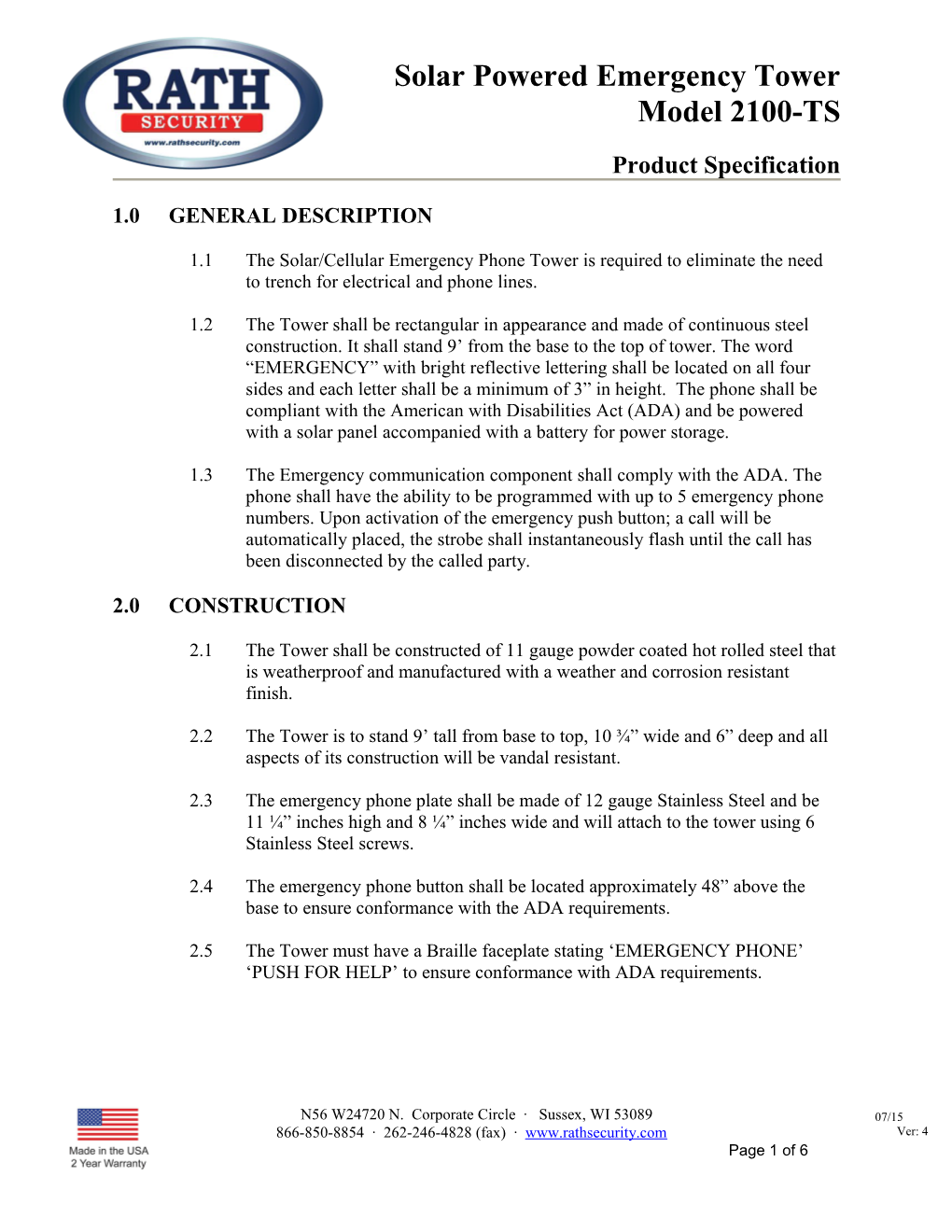 Product Specification