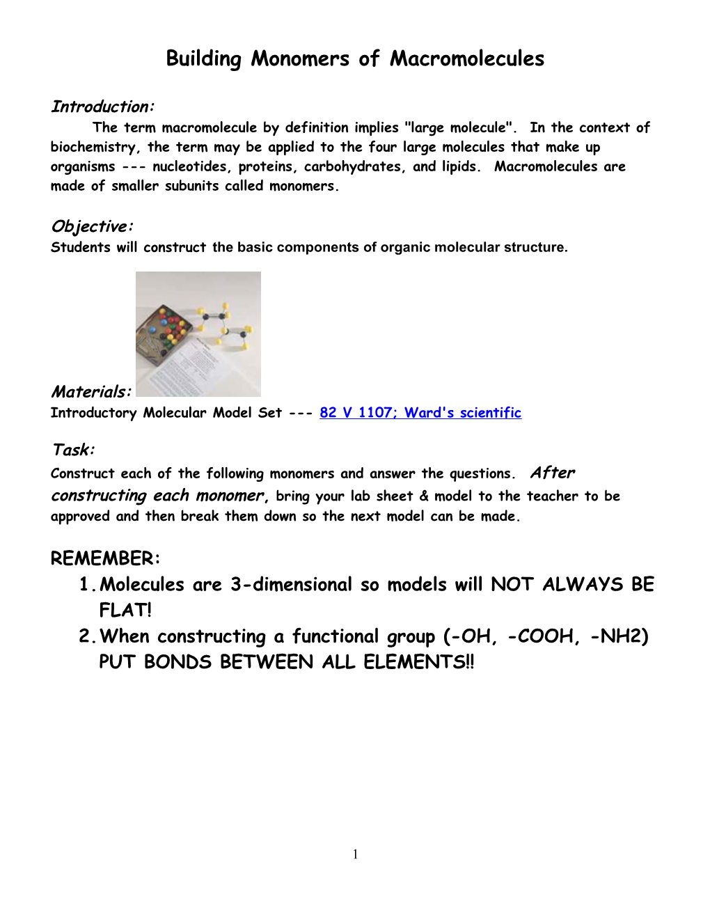 Building Monomers of Macromolecules s2