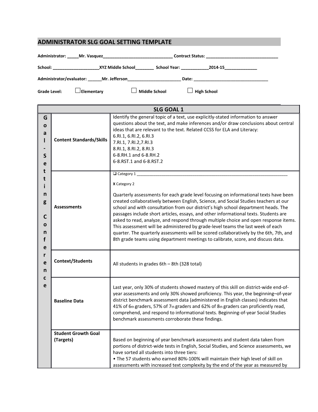 ADMINISTRATOR Slg Goal Setting Template