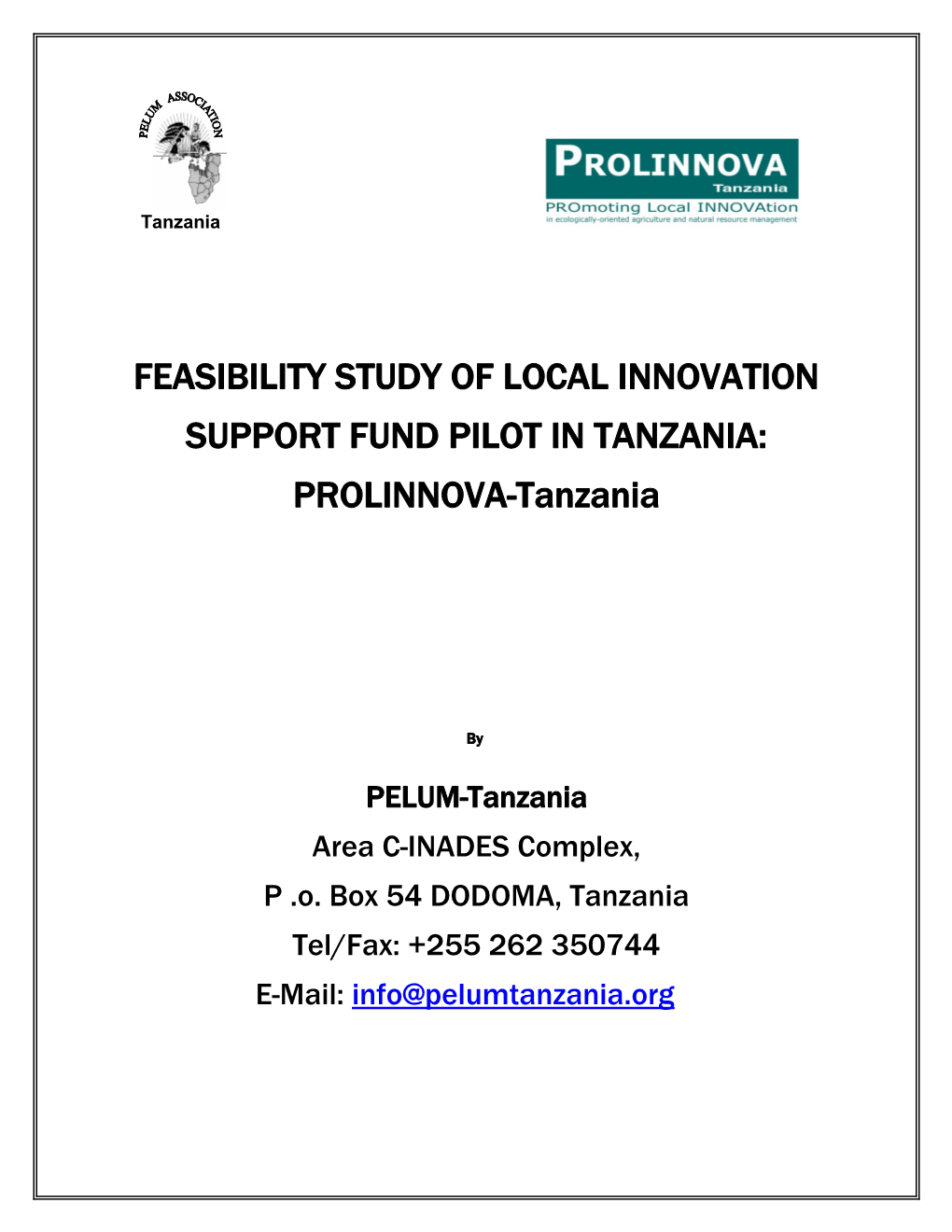 Feasibility Study Report on Local Innovation Support Fund