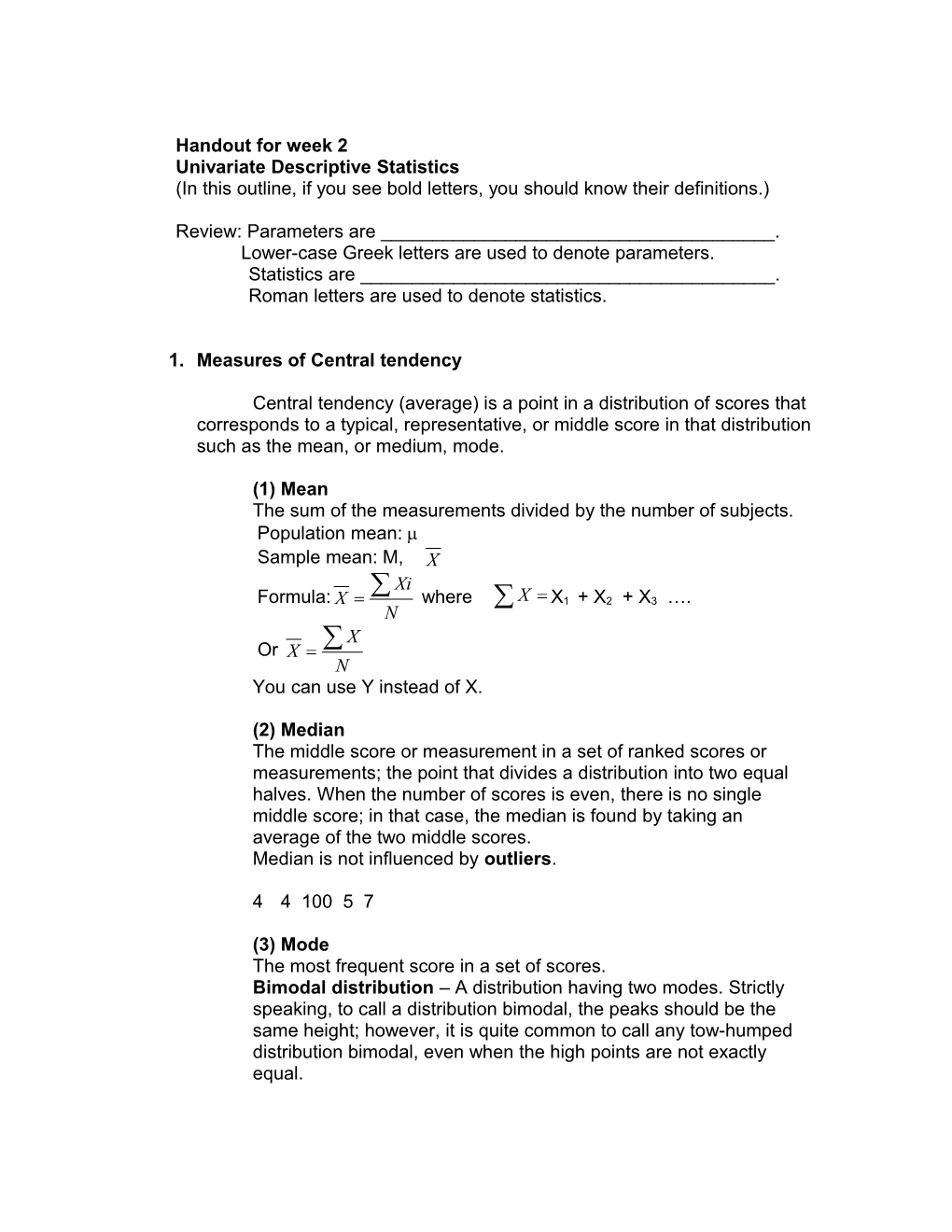 Descriptive Statistics (Chapter 3)