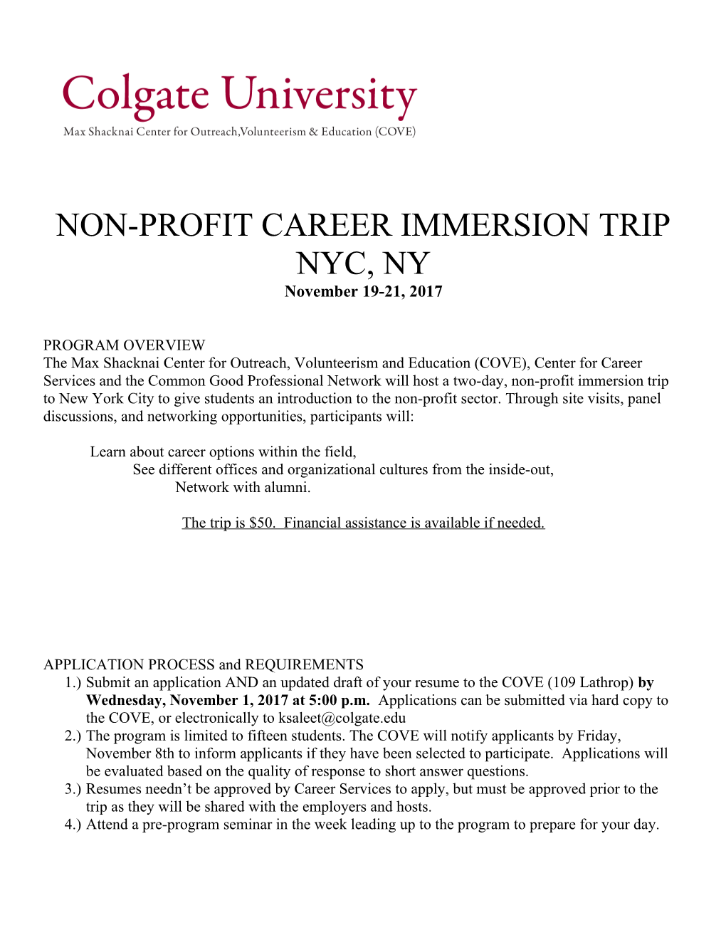 Non-Profit Career Immersion Trip