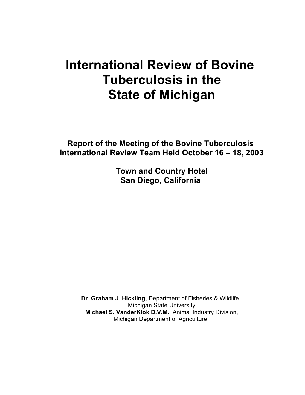 A Review of the Bovine Tuberculosis