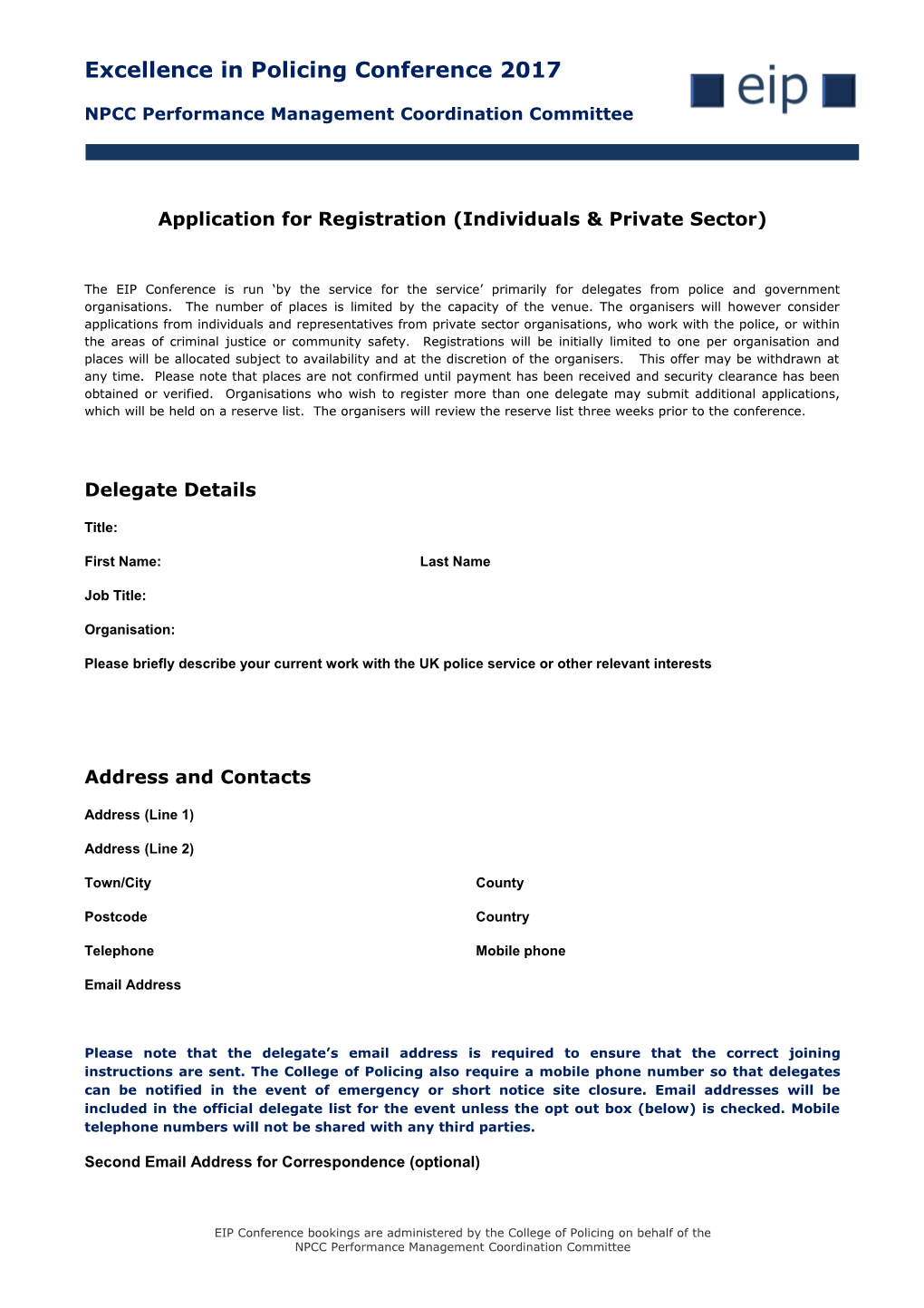 Application for Registration (Individuals & Private Sector)