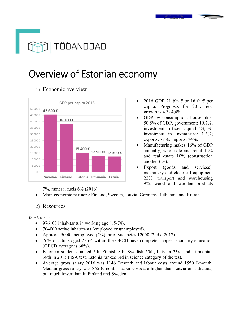 Overview of Estonian Economy