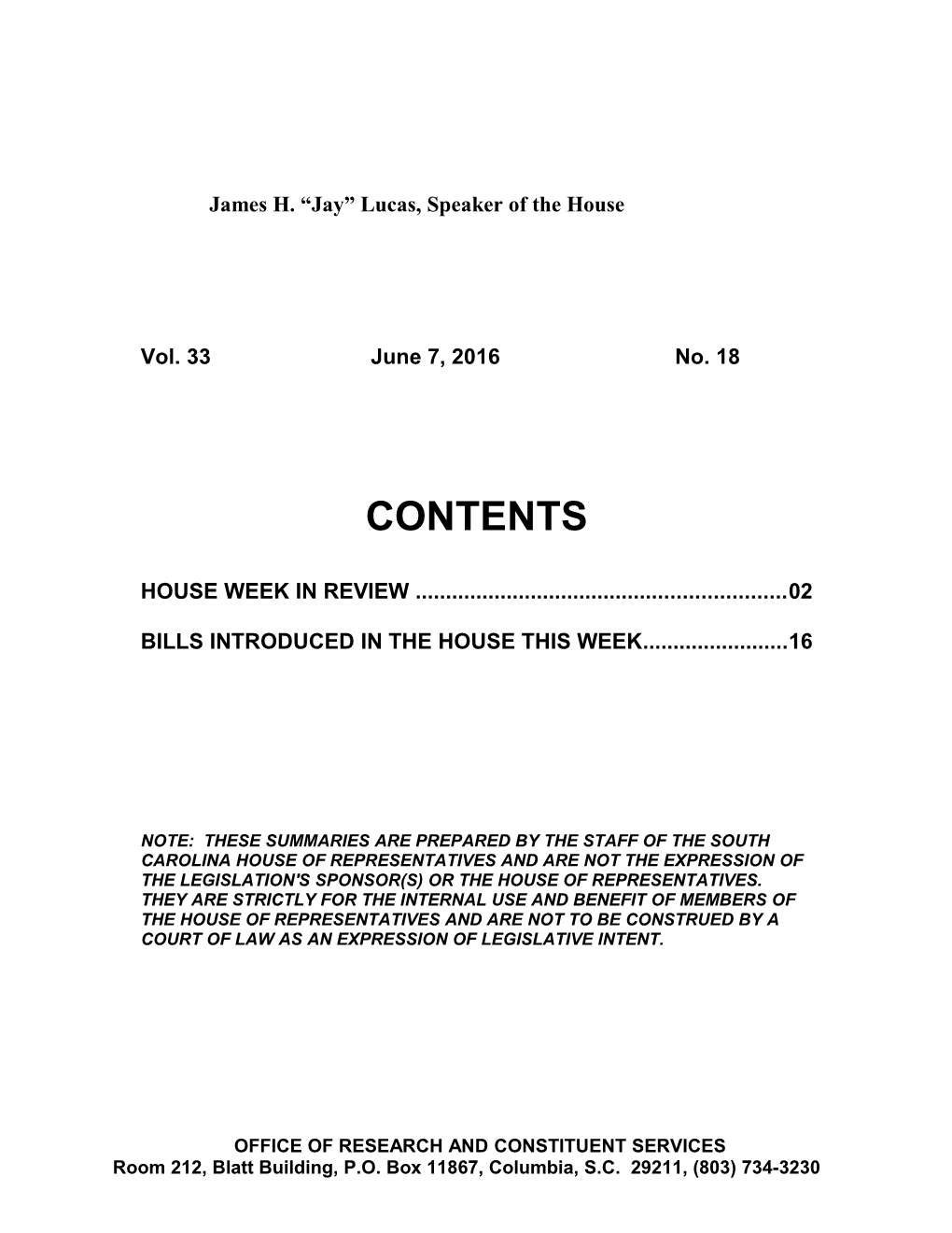 Bills Introduced in the House This Week 16