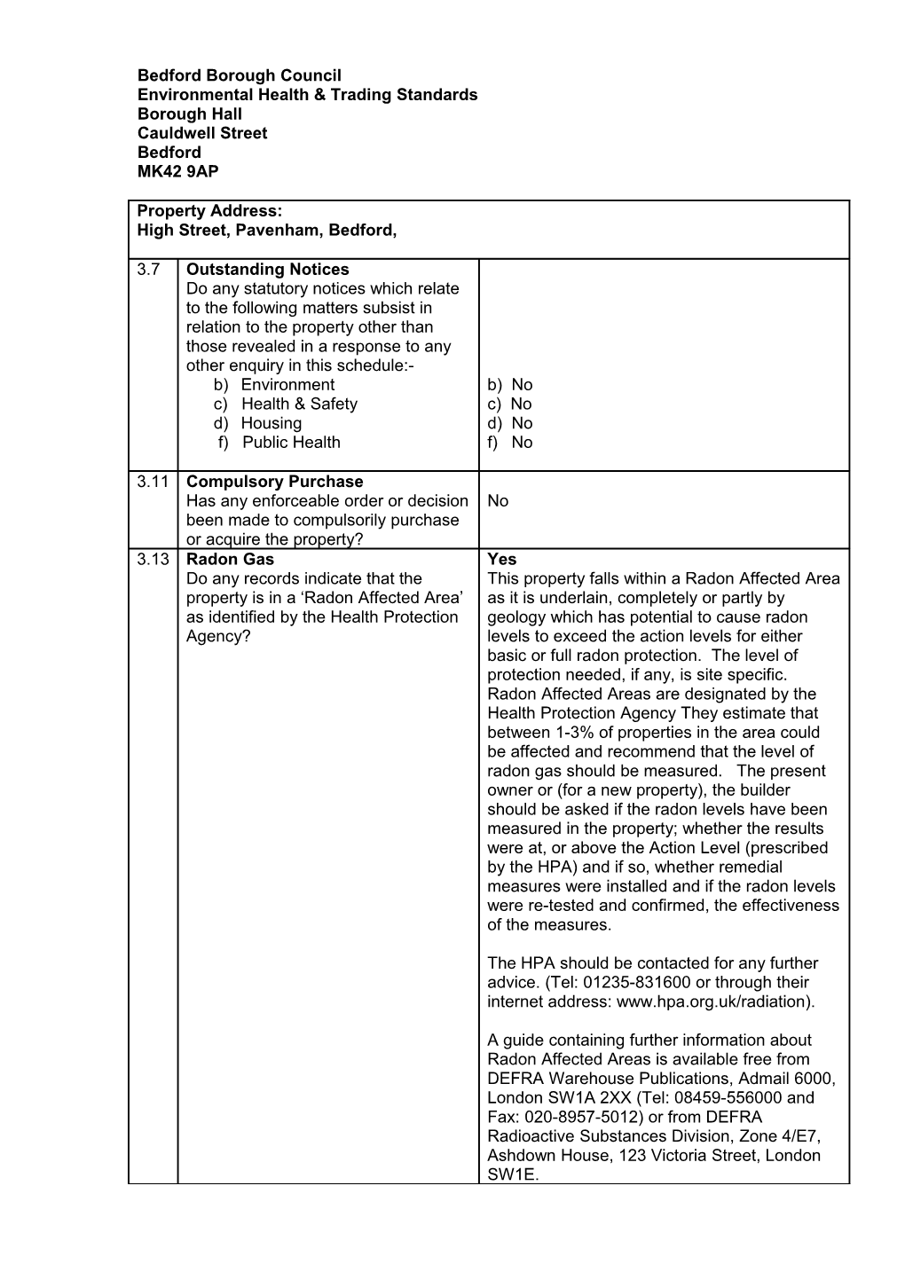 Environmental Health & Trading Standards