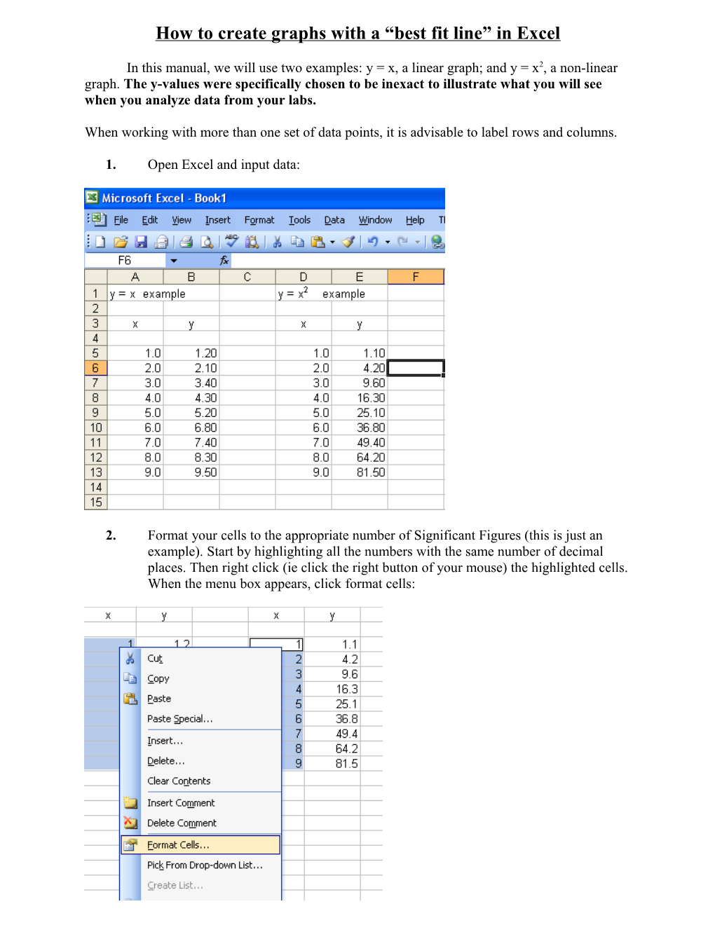 How to Create Graphs with a Best Fit Line in Excel