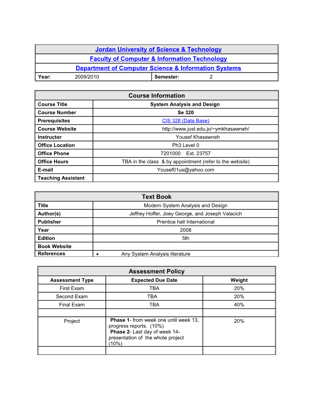 Jordan University of Science & Technology s2