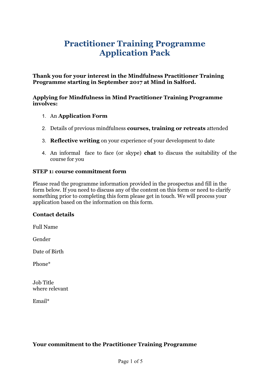 Practitioner Training Programme