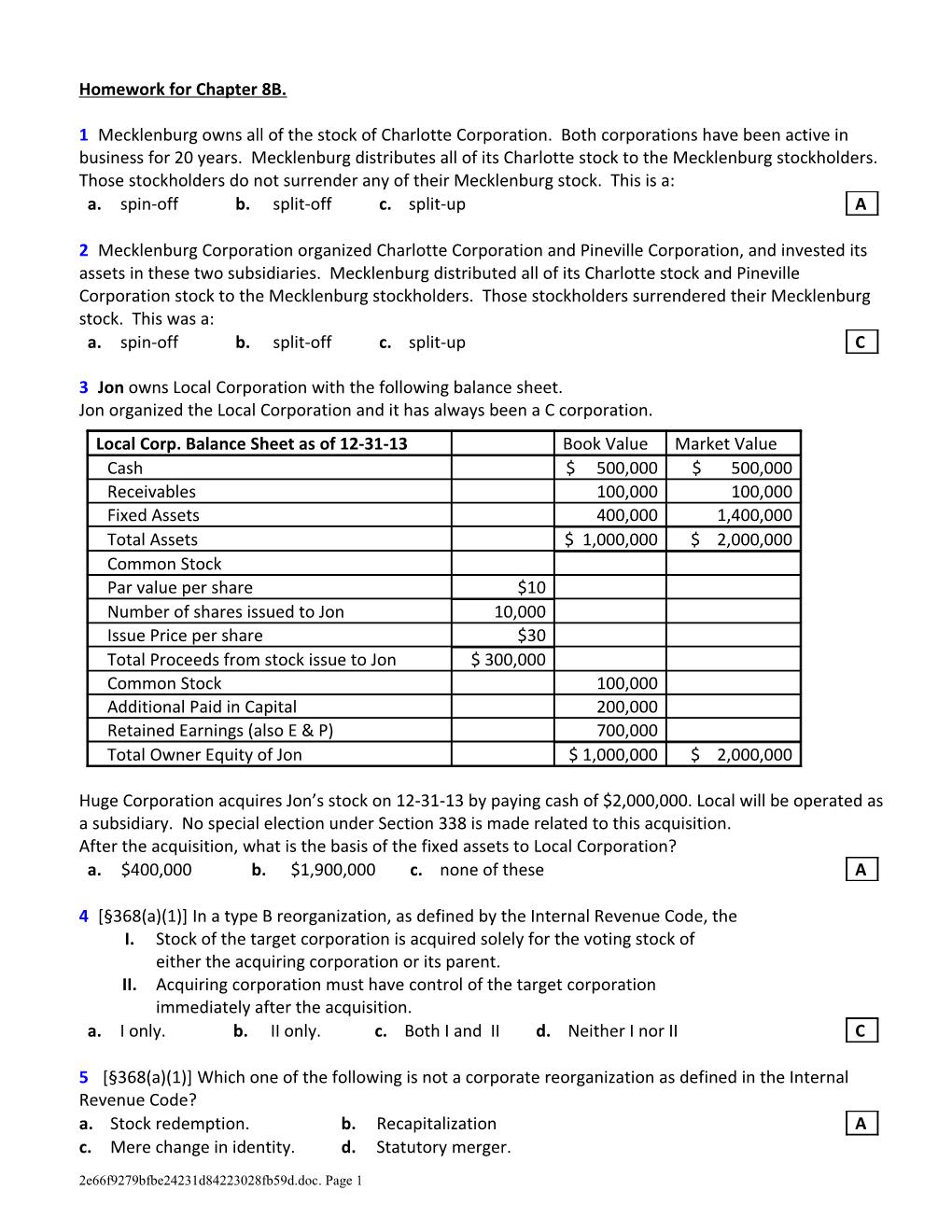 Home Work for Chapter 1 s1